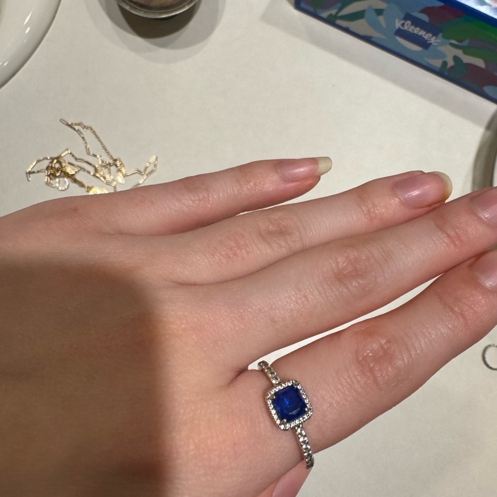 Elegant Blue Silver Ring